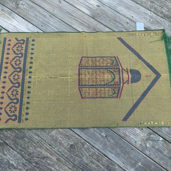 Jai Namaz Prayer Rugs Green Velvet Religious Area Rug Musalah Janamaz Rug New - Picture 7 of 11